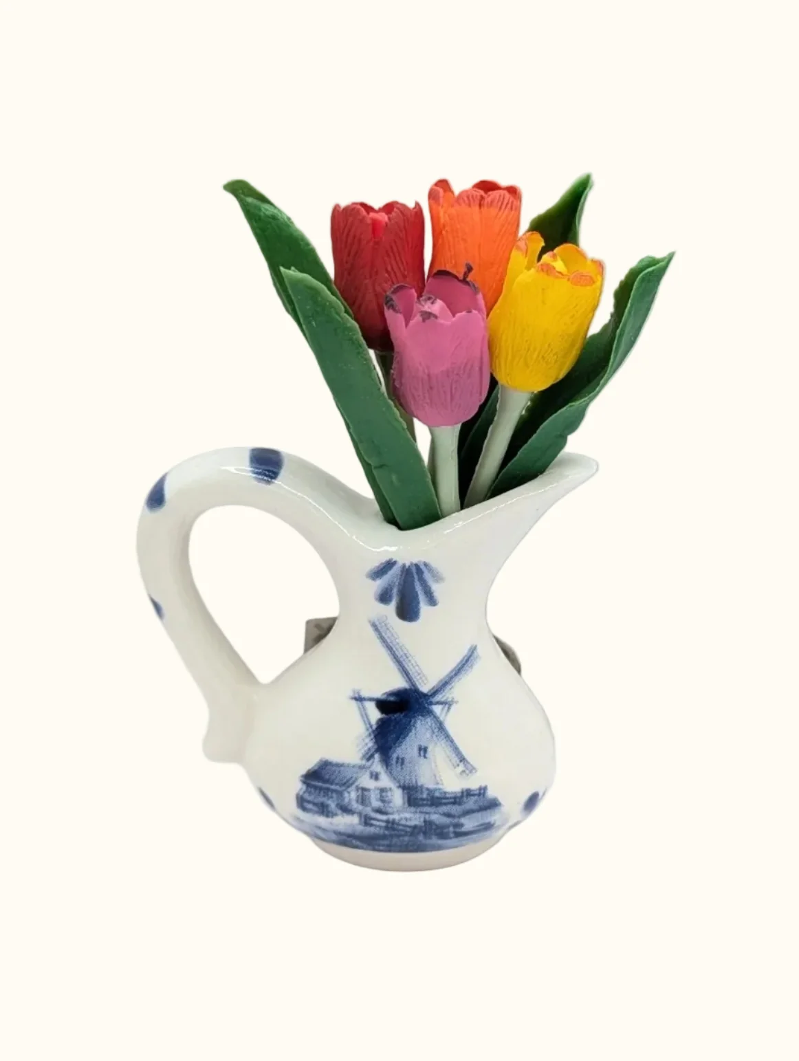 Ceramic Magnet Delft Blue Pitcher With Tulip