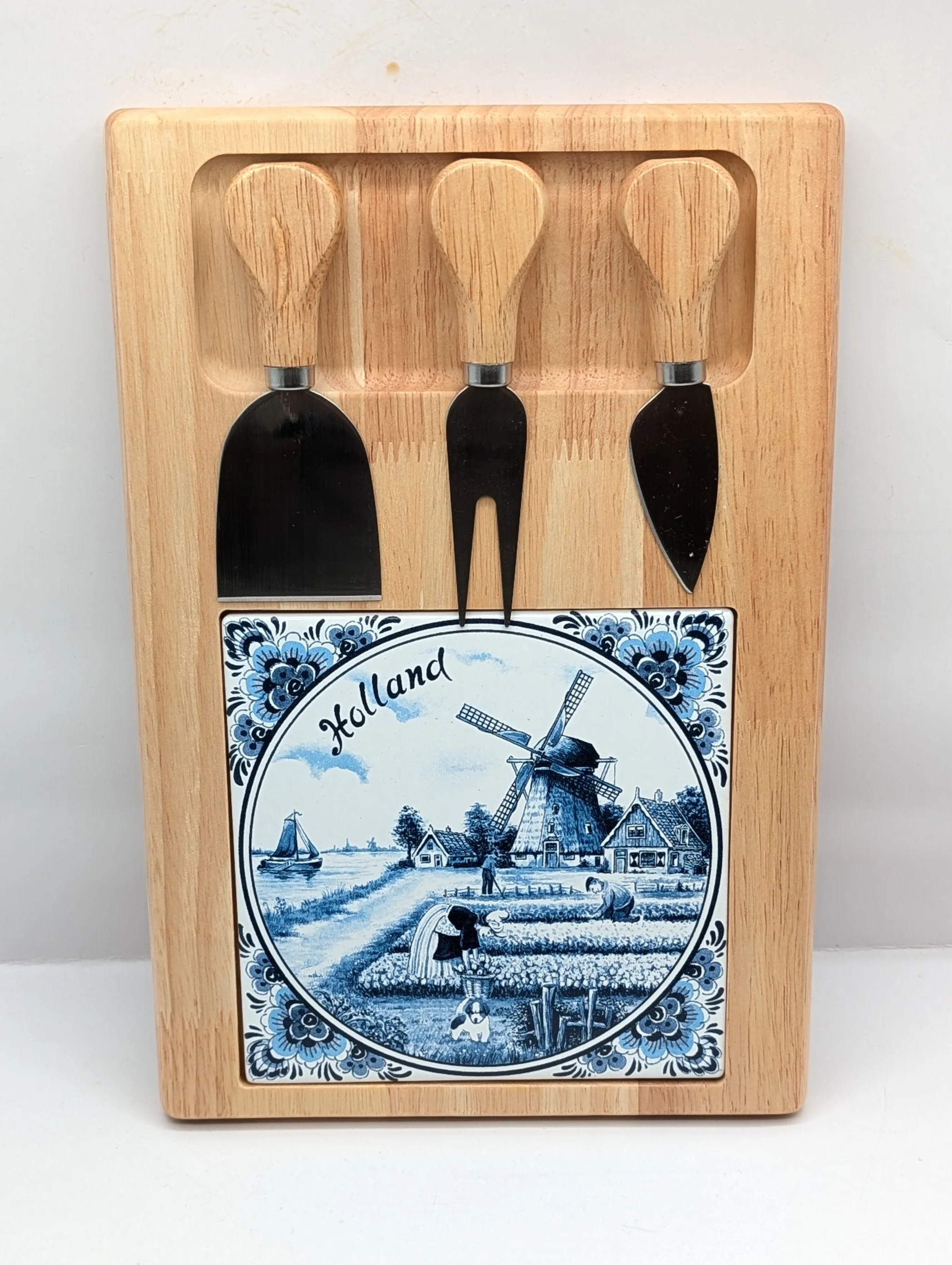 Cheese Board With Knives 20x30 cm Delft Blue Holland