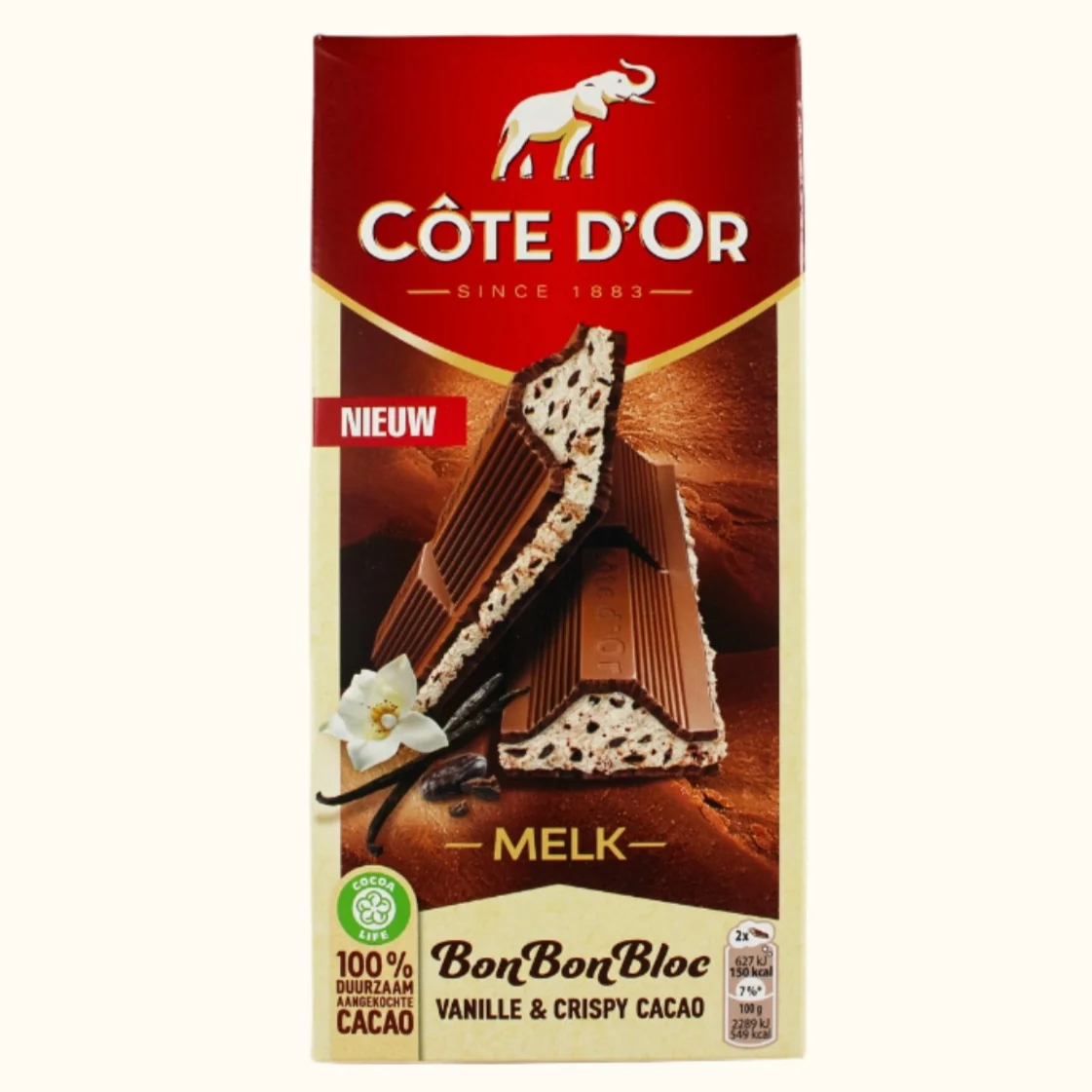 Côte D'or Bon Bon Bloc Milk Praliné Vanilla And Crispy Cacao 192g