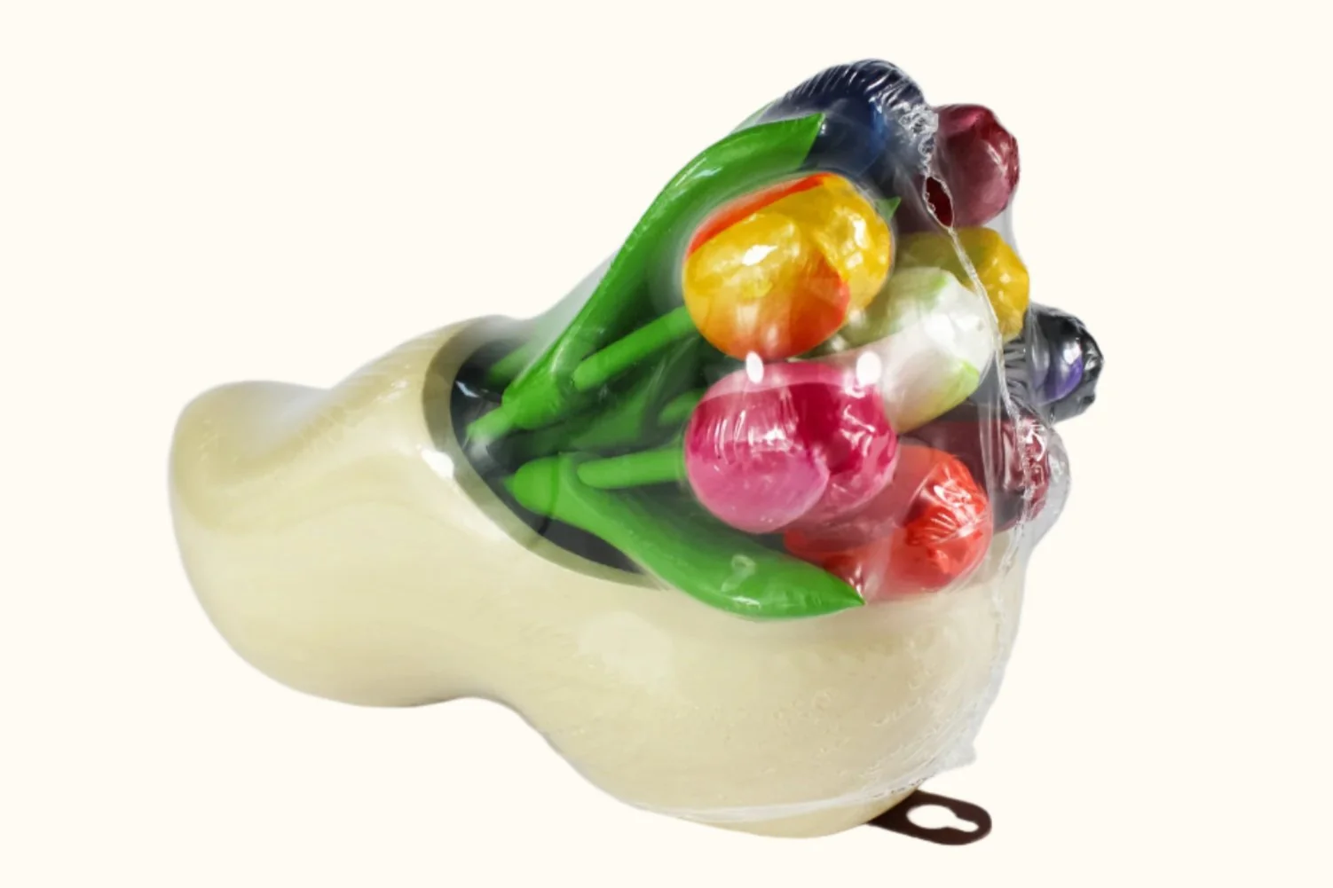 Dutch Groceries 9 Tulip Bouquet Small in Lacquered Wooden Shoe 25cm - Image 2