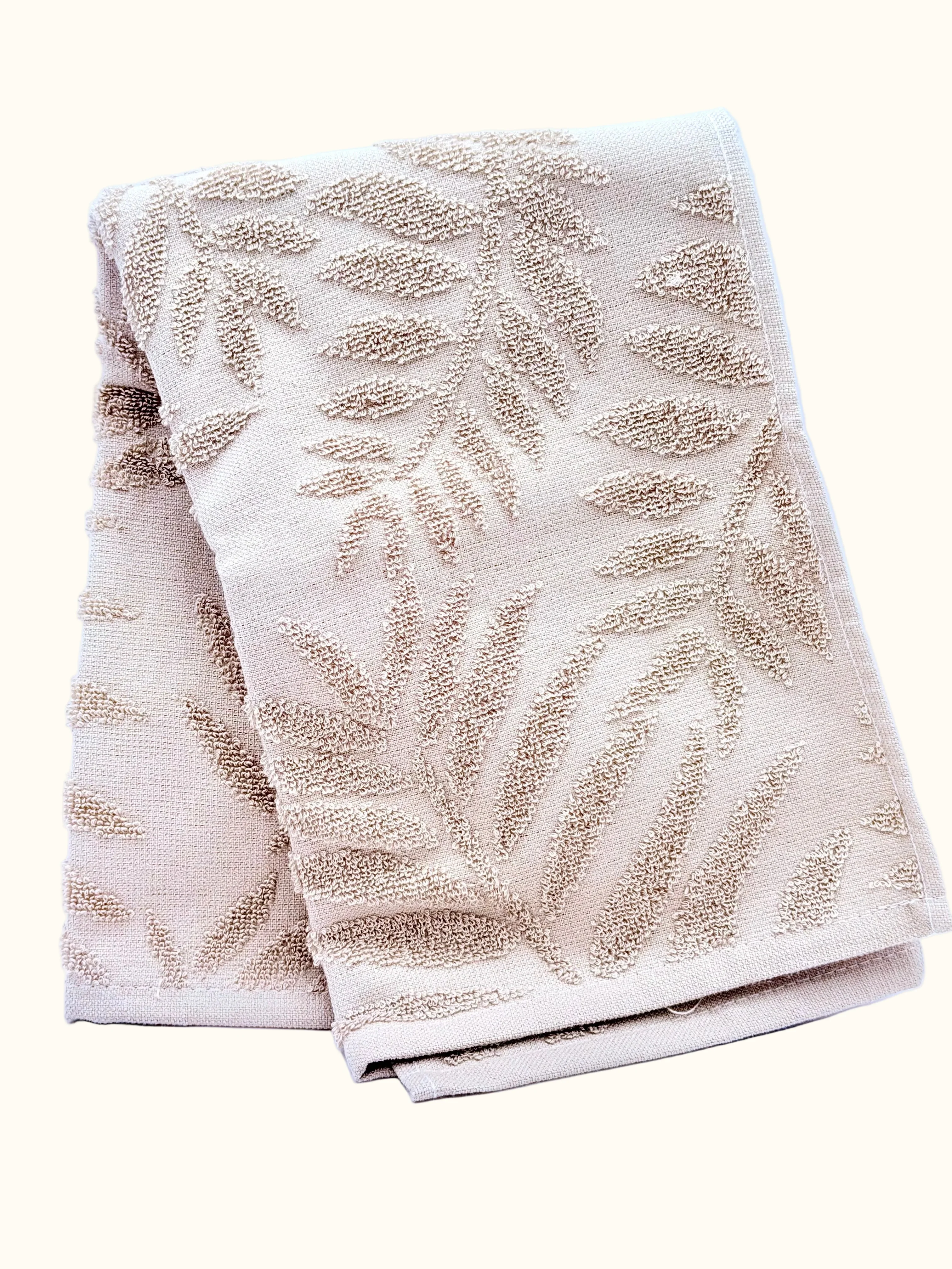 Hema Beige Leaf Kitchen Towel 50x50cm
