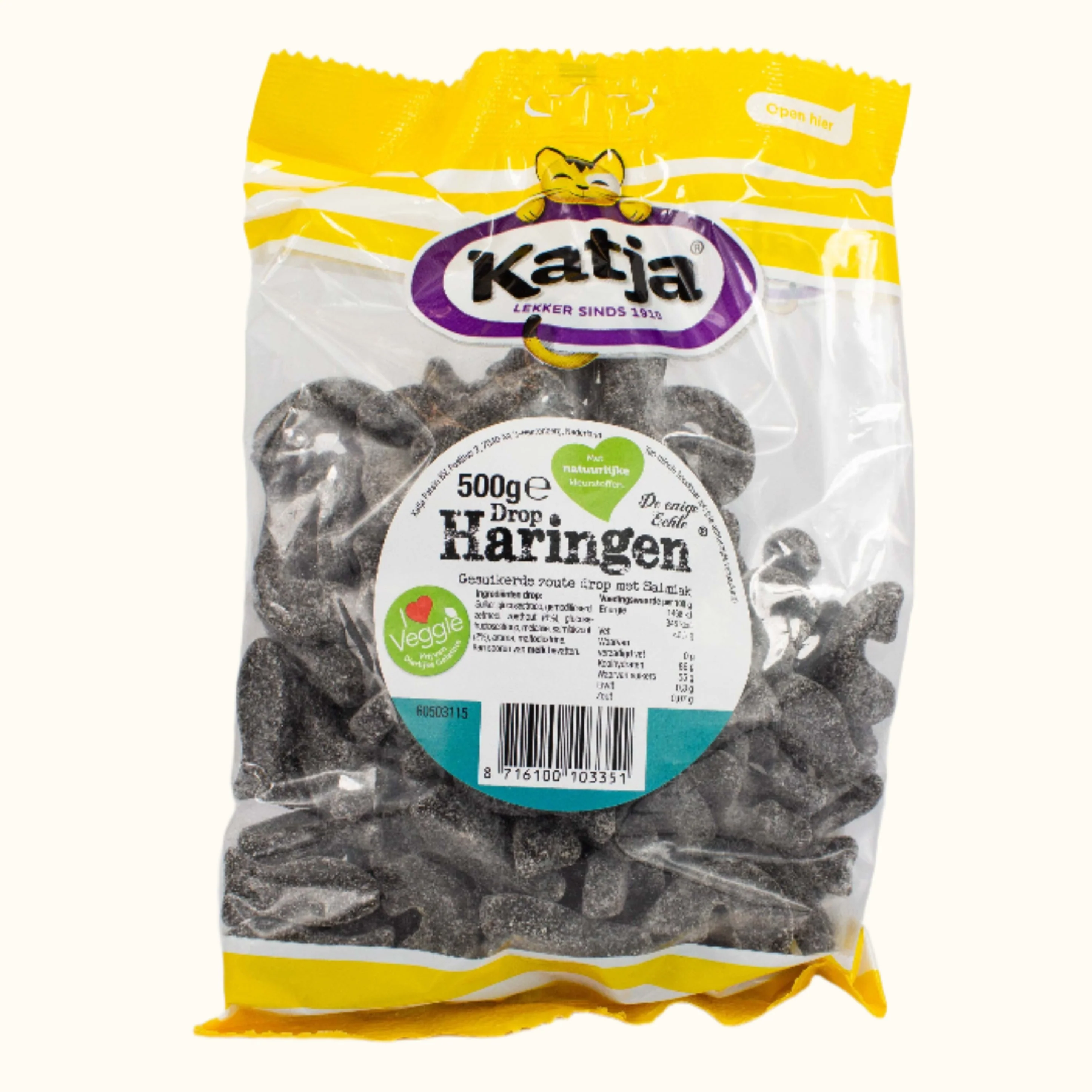 Katja Salty Herring Liquorice Bag 500g (Haring Drop) - Image 2