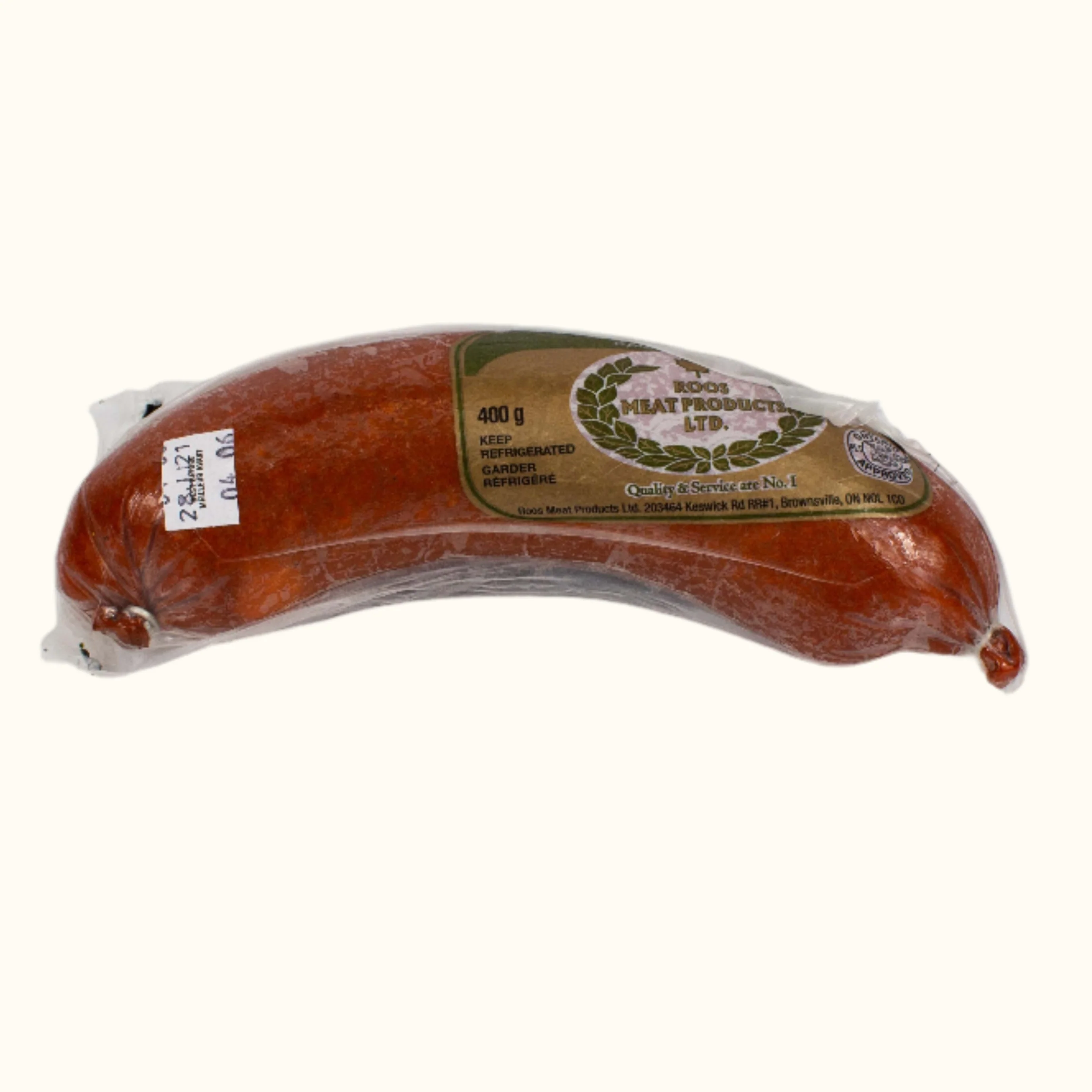 Roos Meat Products Coil Sausage (Palingworst) Approx 430g