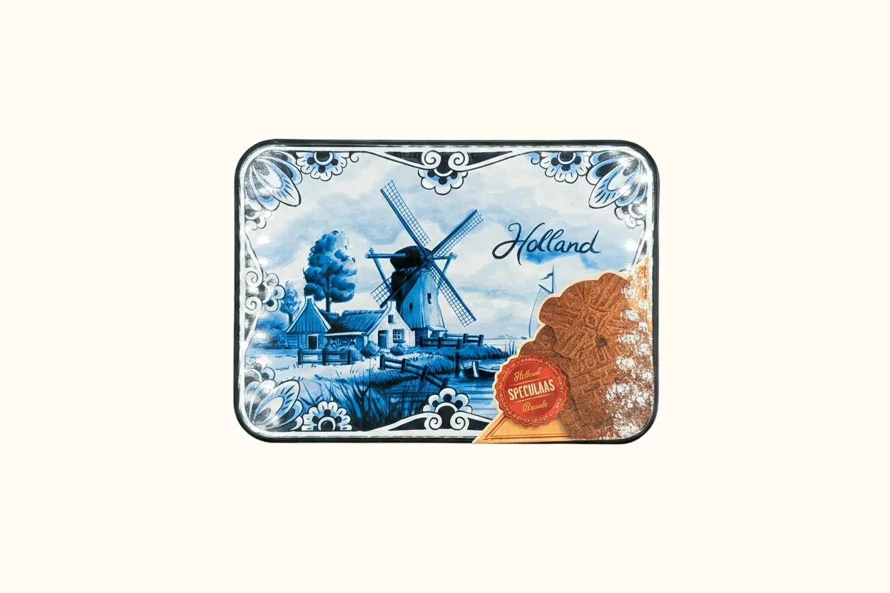 Speculaas Tin Delft Blue Holland Incl. Speculaas Biscuits