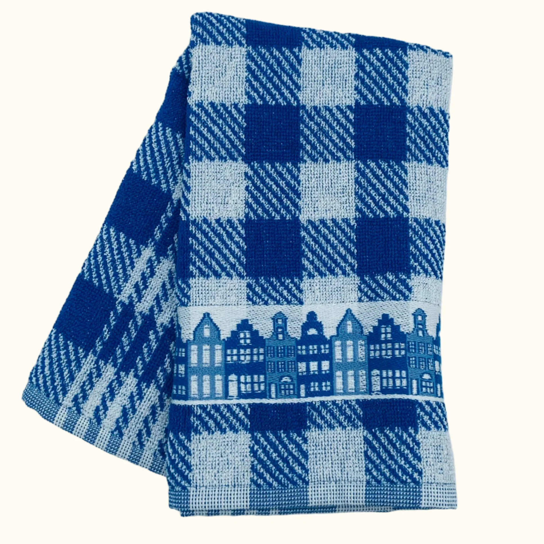 Twentse Damast Blue Canal Houses Kitchen Towel 50x50cm